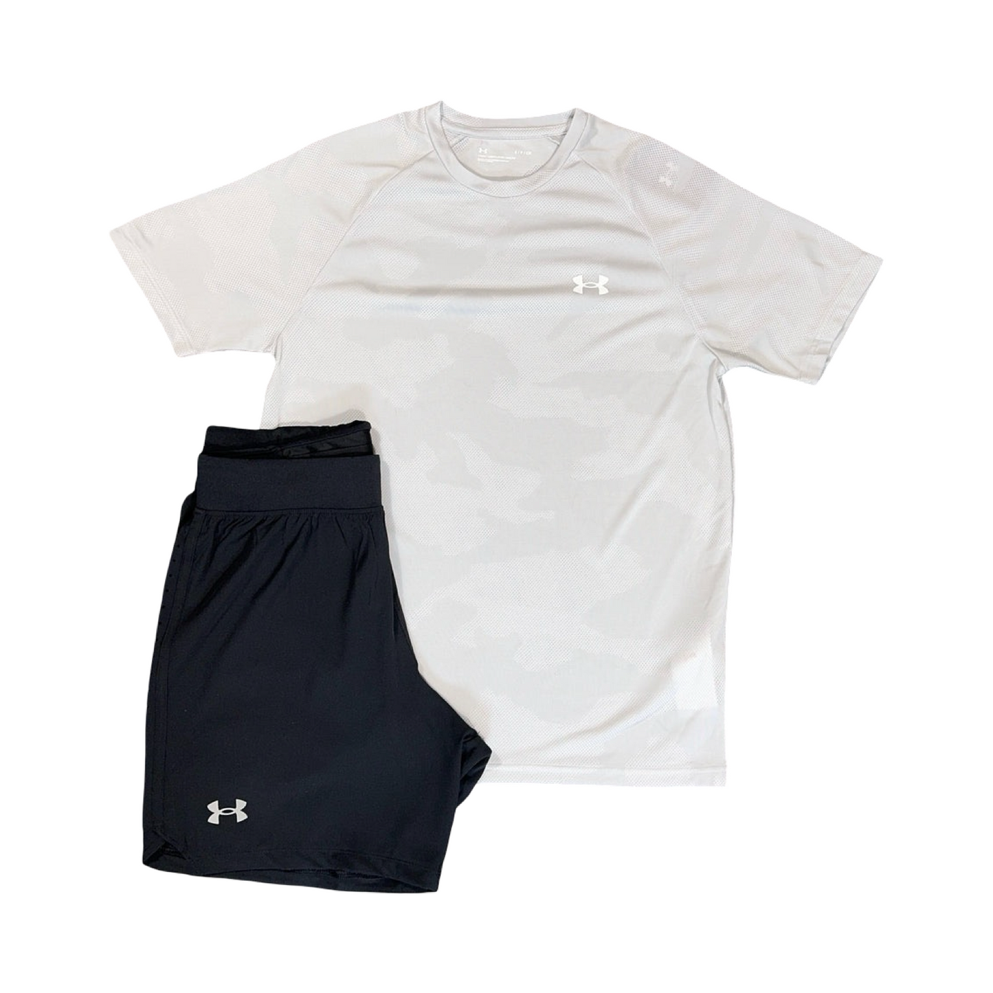 UNDER ARMOUR CAMOUFLAGE T-SHIRT/SHORTS SET GREY/BLACK