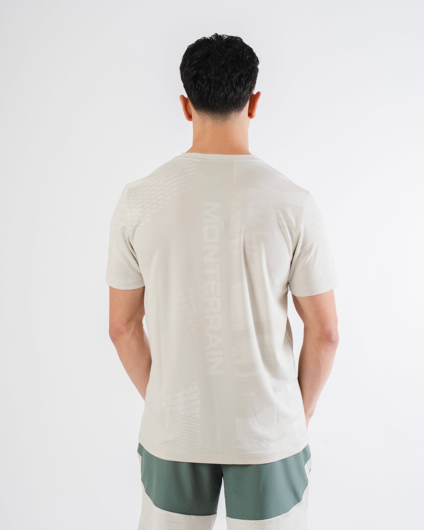 Monterrain Divide Jacquard T Shirt - Stone / Escape Green