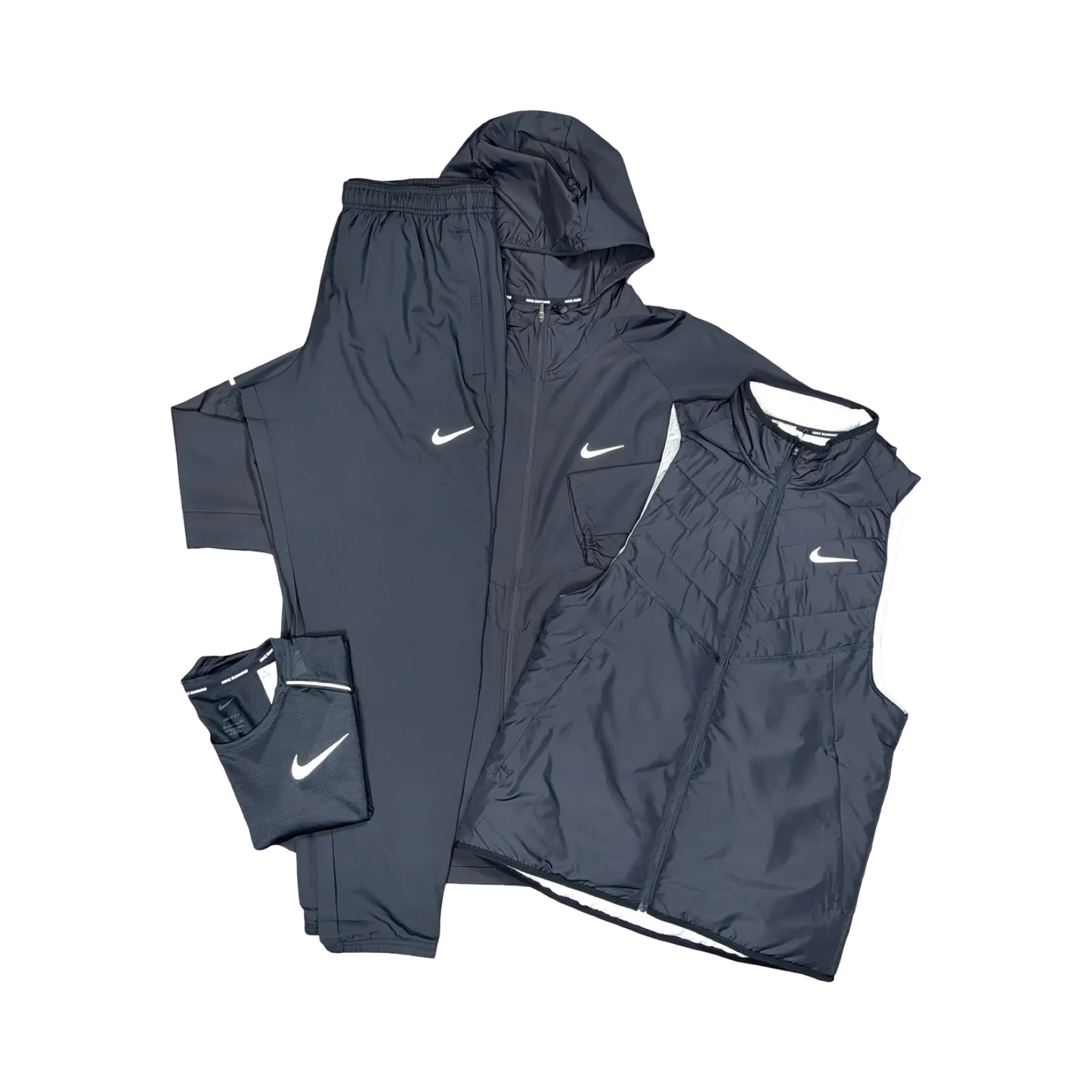 NIKE REPEL 4 PIECE TRACKSUIT SET WITH GILET BLACK