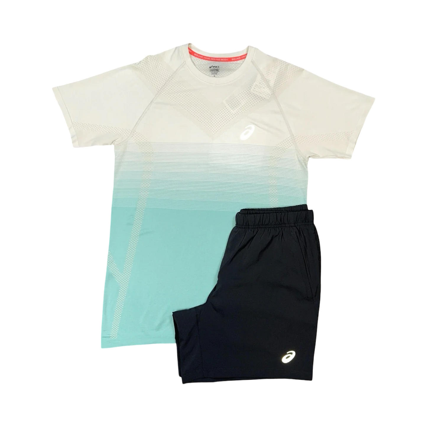 ASICS SEAMLESS T-SHIRT/SHORTS SET OASIS GREEN/GREY