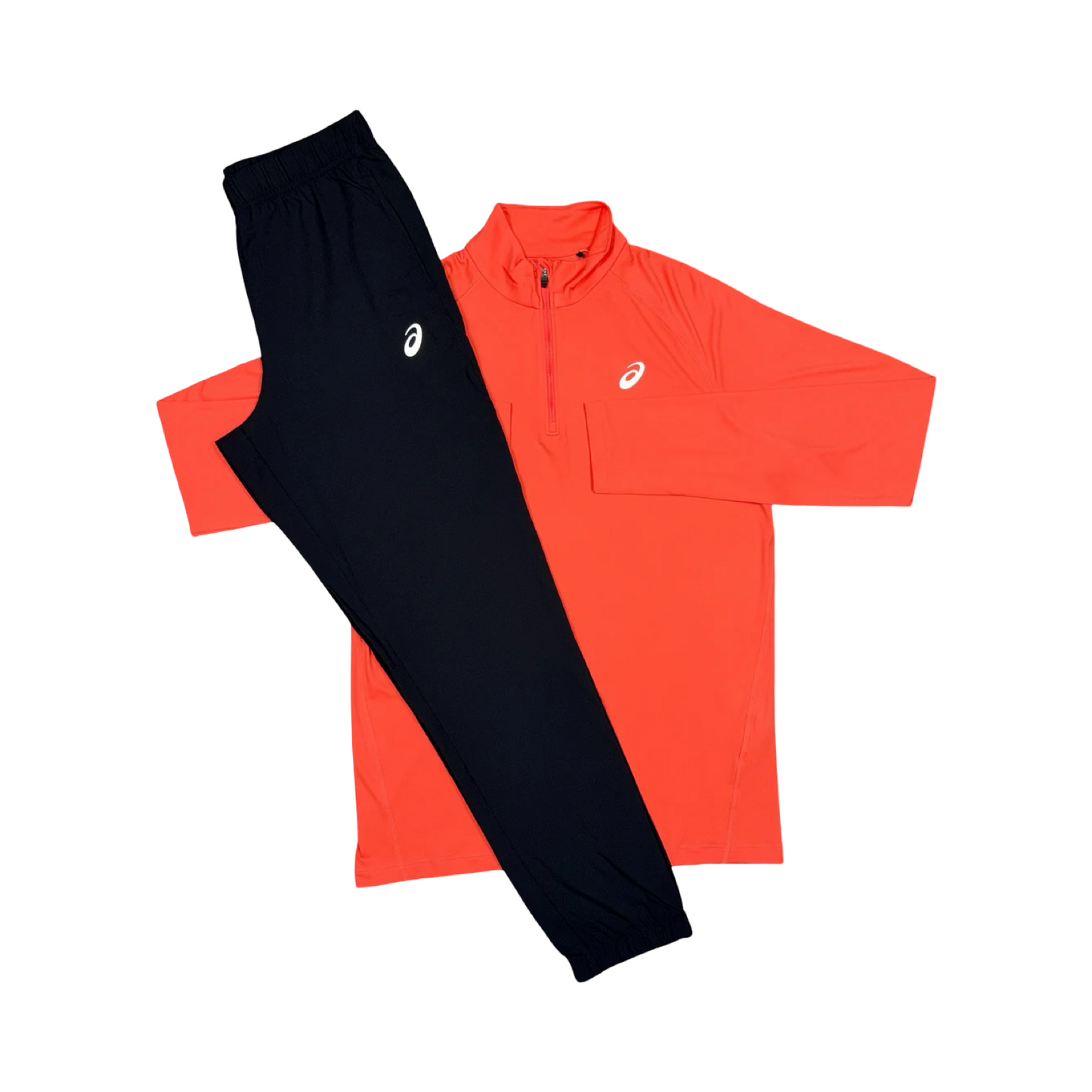 ASICS SPORT HALF ZIP TRACKSUIT SET CORAL/BLACK