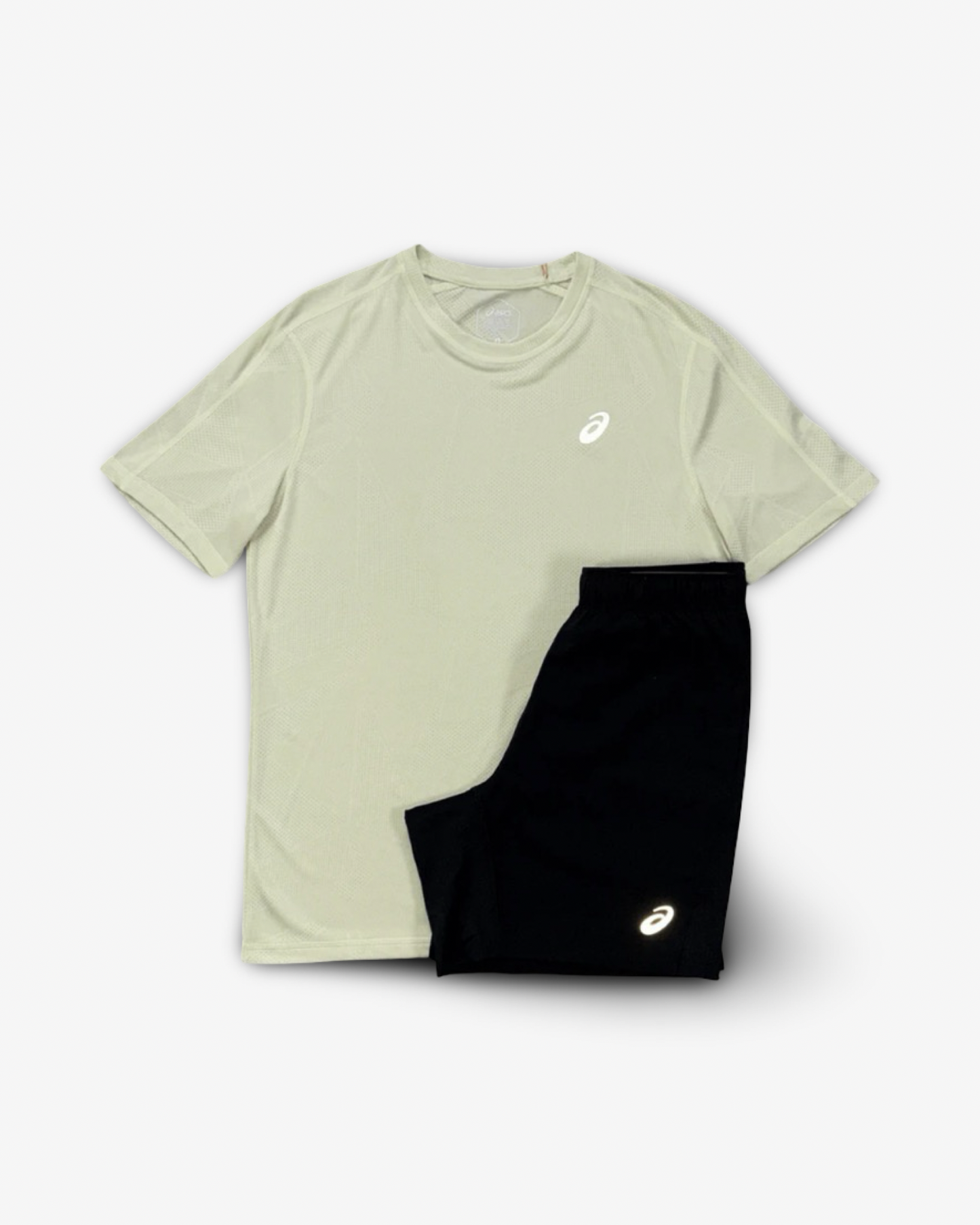 ASICS JACQUARD PERFORMANCE SHORTS SET 'OYSTER WHITE/BLACK'