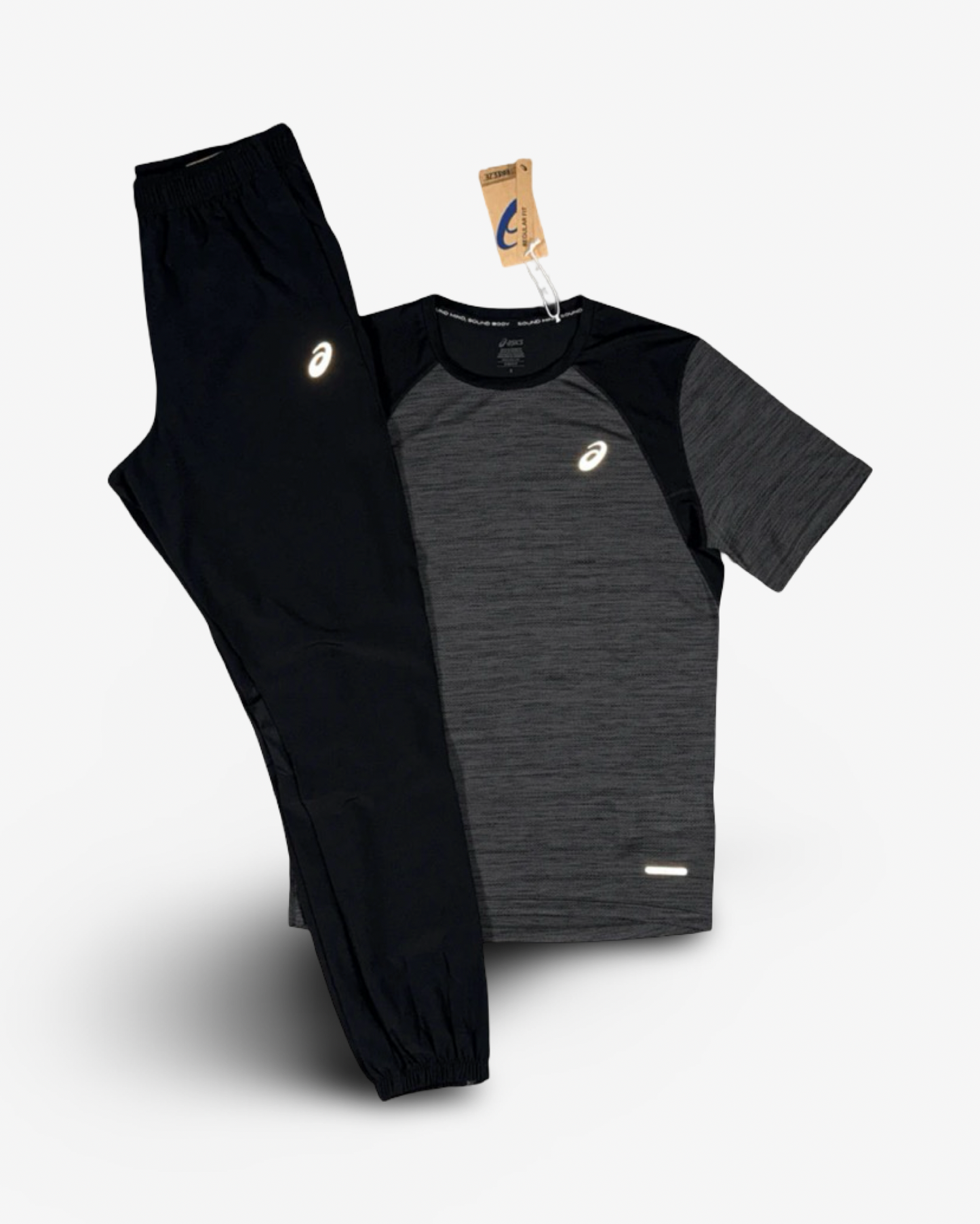 ASICS ROAD T-SHIRT PANTS SET 'BLACK/GREY'