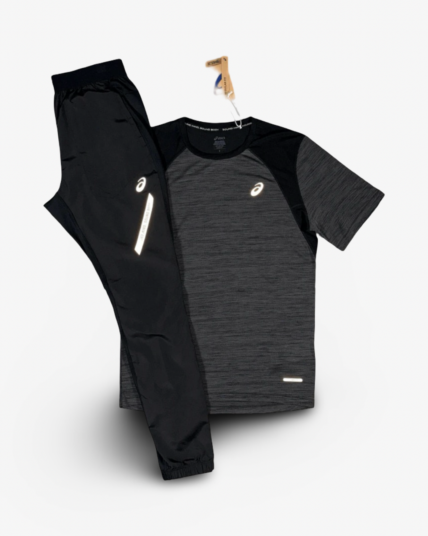 ASICS ROAD T-SHIRT LITE PANTS SET 'BLACK/GREY'