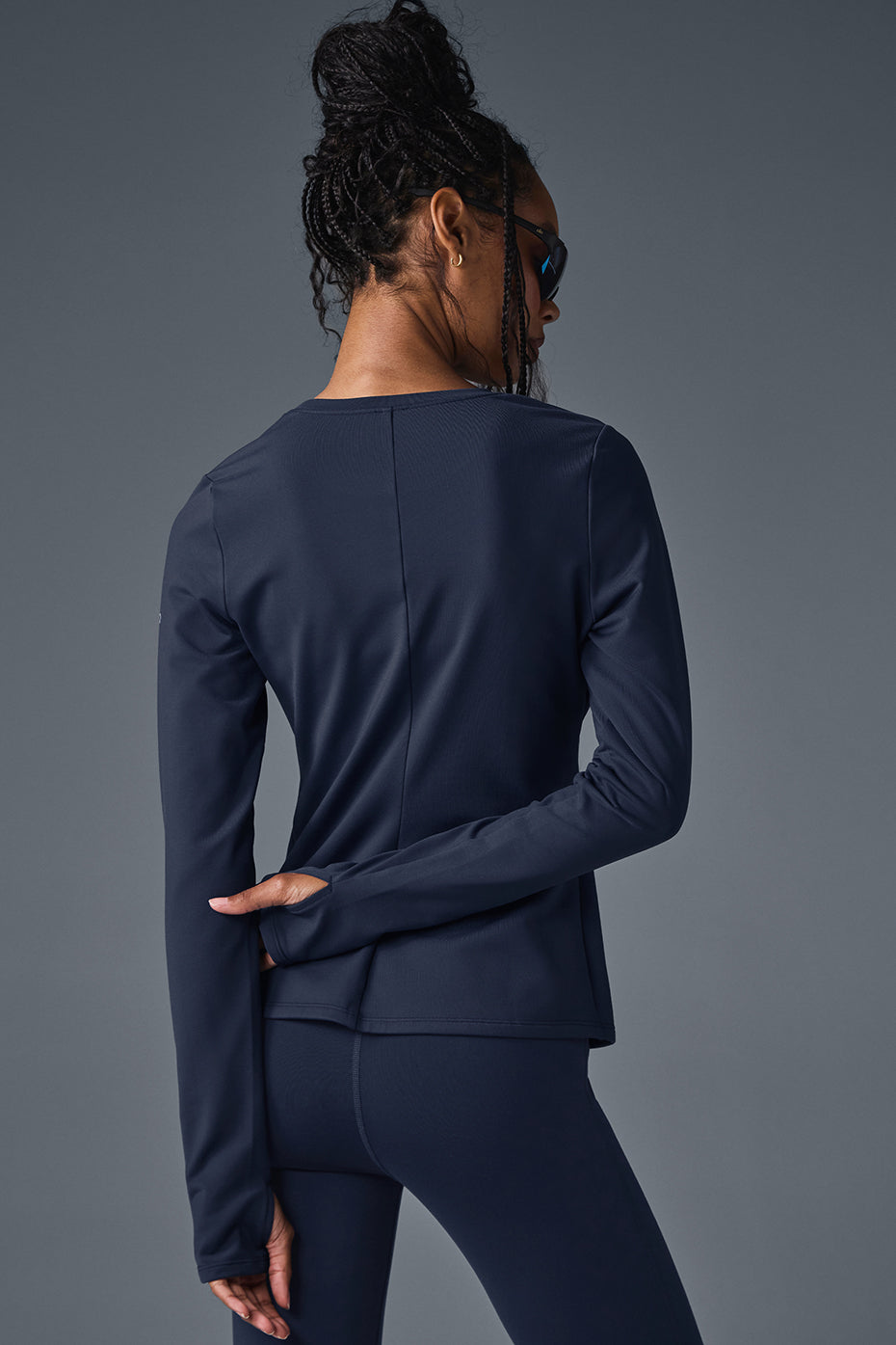 Alo Airbrush Winter Warm Nocturne Long Sleeve - Navy
