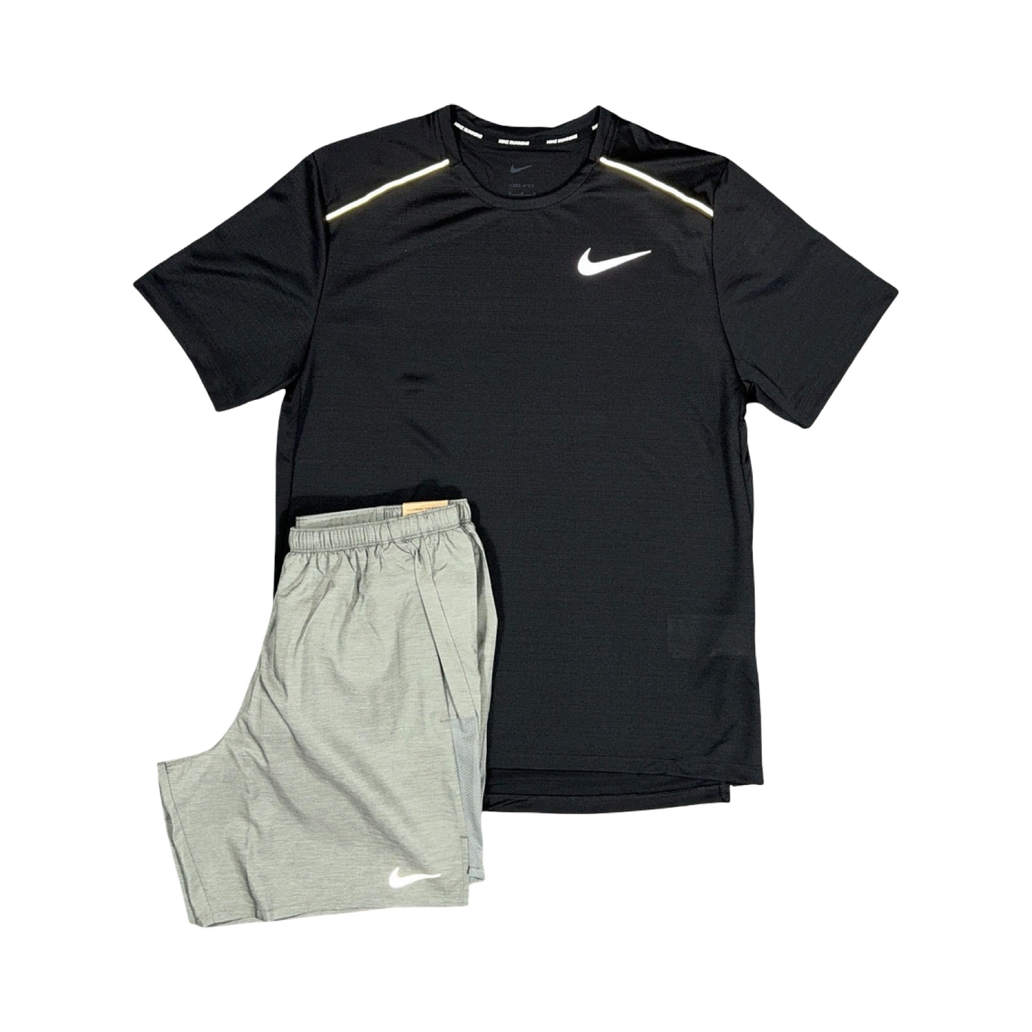 NIKE MILER T-SHIRT/SHORTS SET BLACK/GREY
