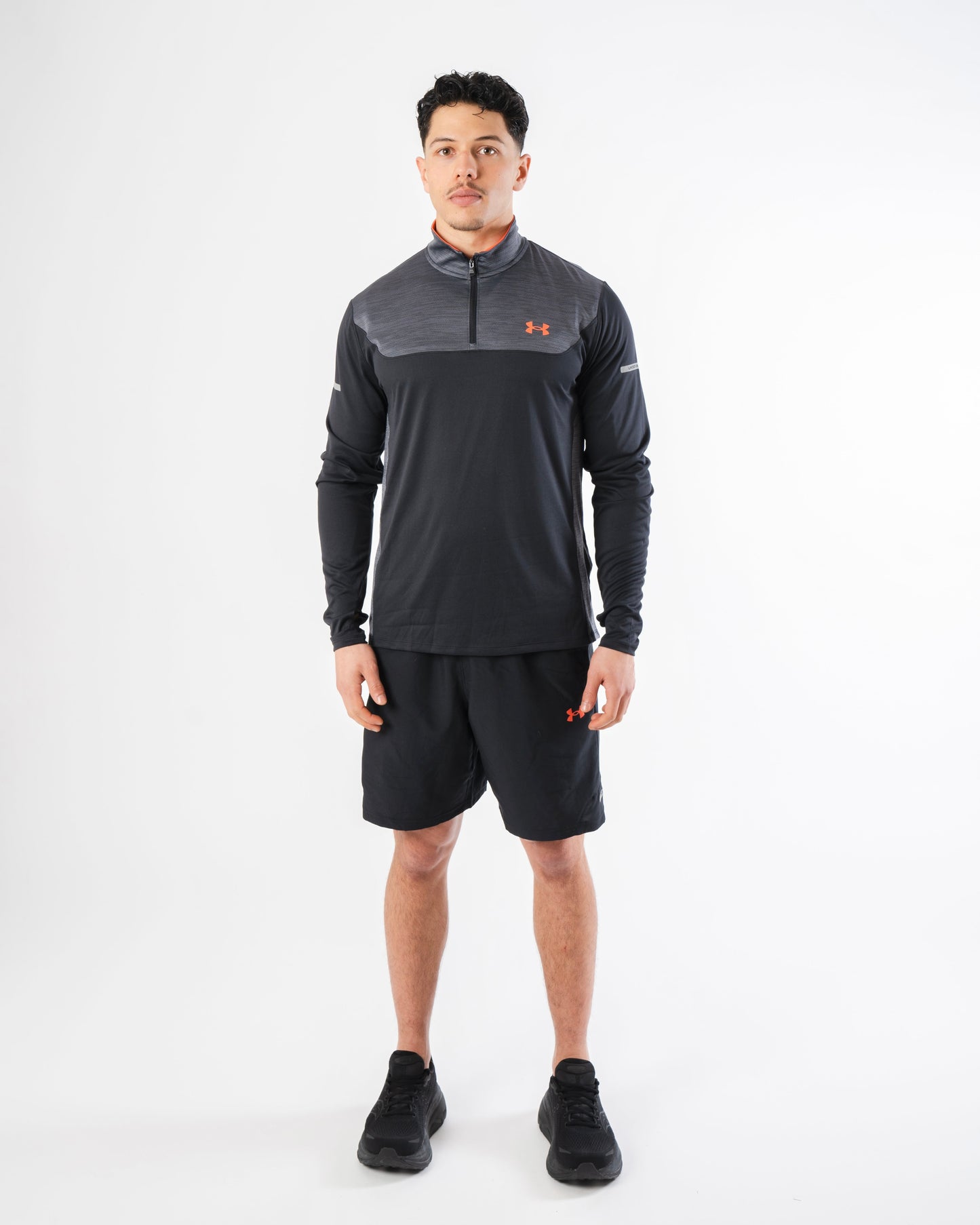 Under Armour Utility Black / Red 3 Piece Set - Quarter Zip / T Shirt / Short
