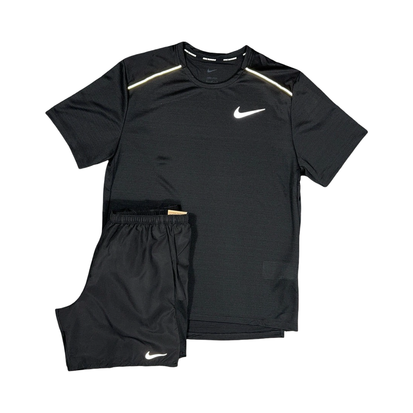 NIKE MILER T-SHIRT/SHORTS SET BLACK/BLACK