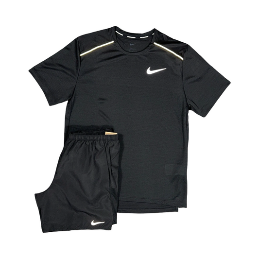 NIKE MILER T-SHIRT/SHORTS SET BLACK/BLACK