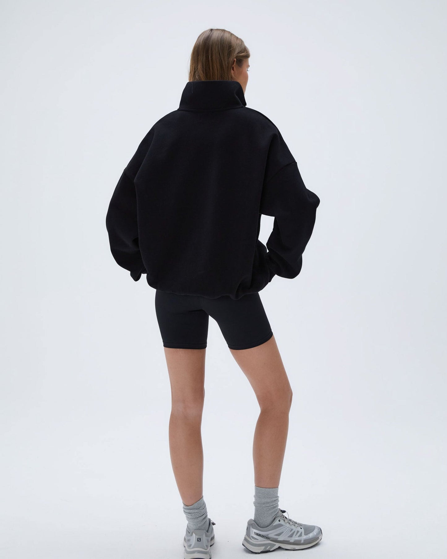 Adanola Outdoors Oversized Funnel Neck Zip Sweatshirt - Black