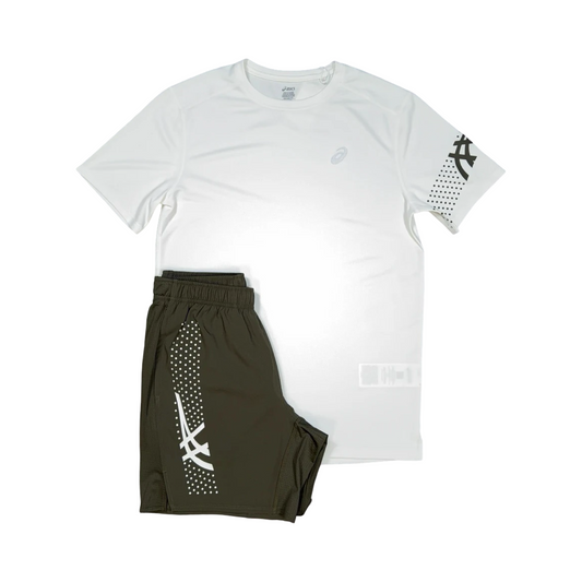 ASICS ICON T-SHIRT/SHORTS SET CREAM/BROWNSTONE