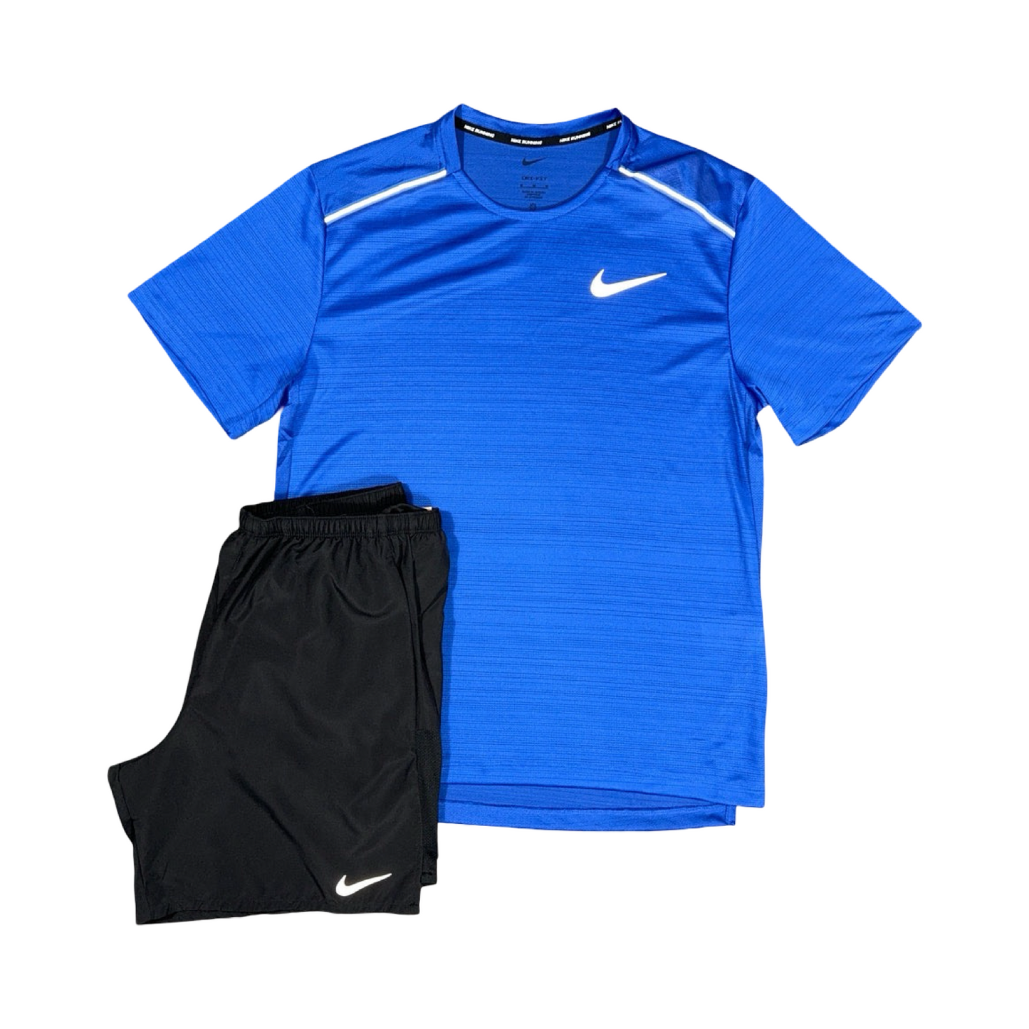 NIKE MILER T-SHIRT/SHORTSSET ROYAL BLUE/BLACK