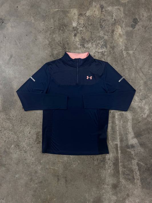 Under Armour Junior Tech Utility Quarter Zip - Navy / Pink