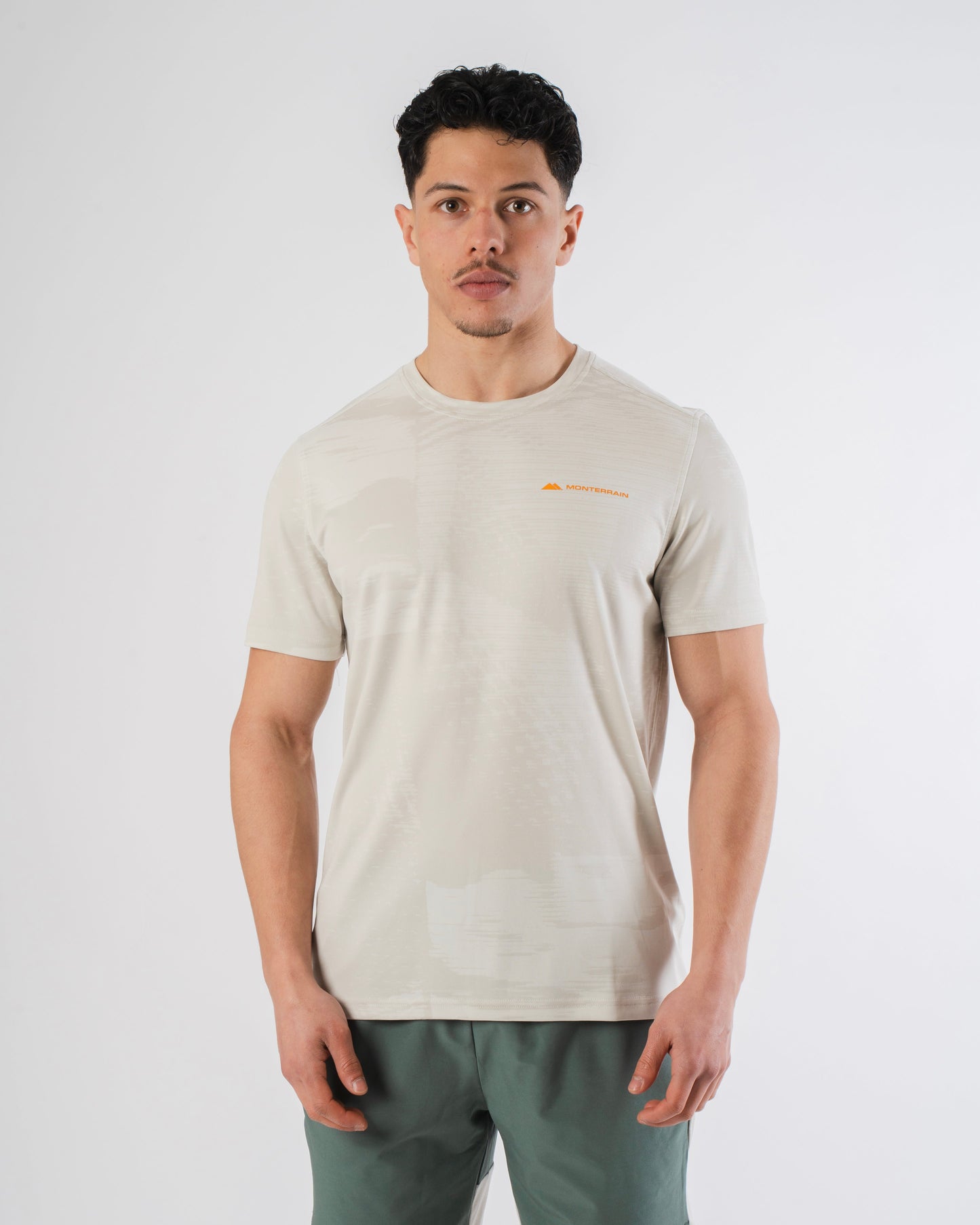 Monterrain Divide Jacquard T Shirt - Stone / Escape Green