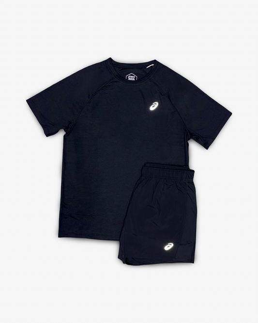 ASICS ROAD T-SHIRT SHORTS SET BLACK