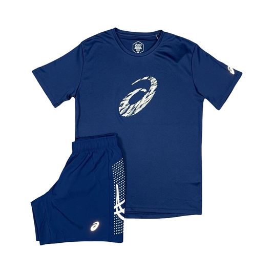 ASICS GPX T-SHIRT/SHORTS SET BLUE/WHITE