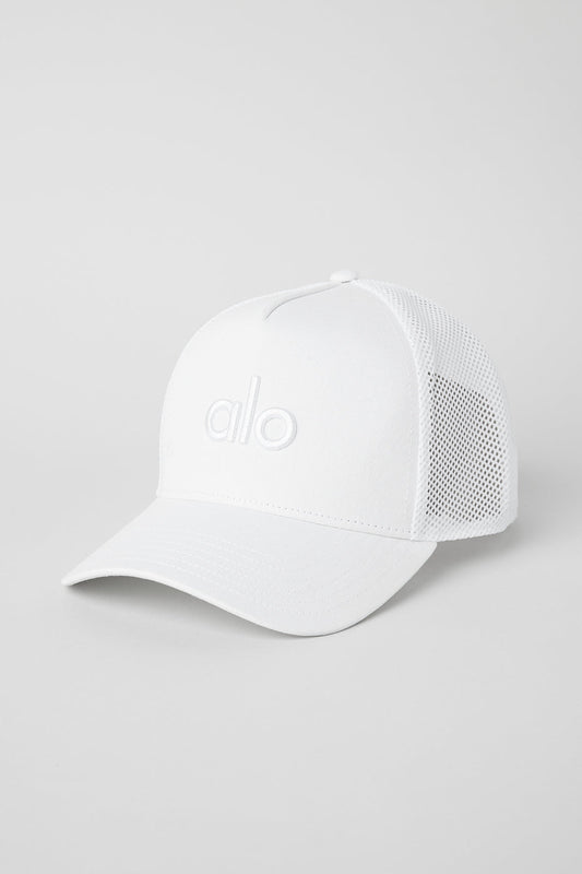 Alo District Trucker Hat - White/White