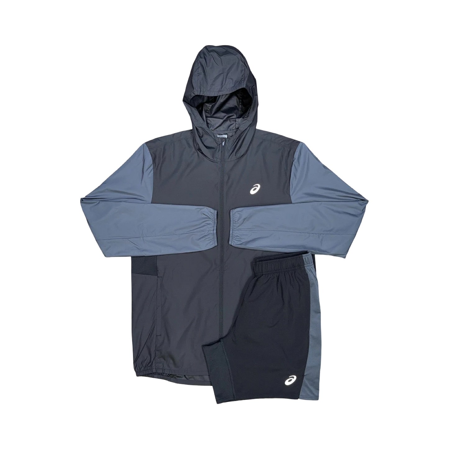 ASICS WINDRUNNER/SHORTS SET TWO TONE BLACK/CARRIER GREY