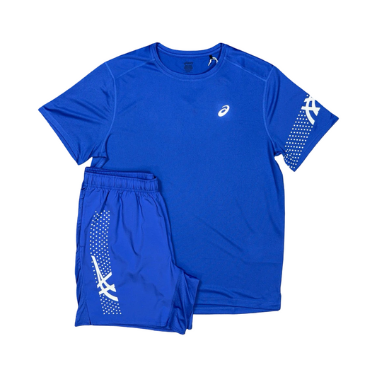 ASICS ICON T-SHIRT/SHORTS SET COBALT/WHITE