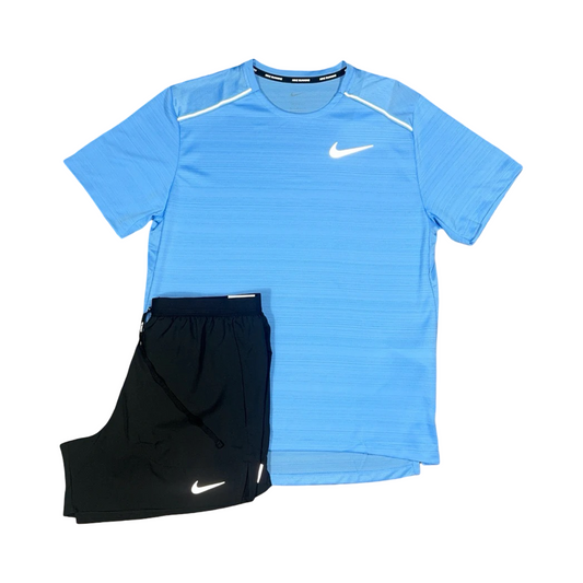NIKE MILER T-SHIRT/SHORTS SET UNIVERSITY BLUE/BLACK