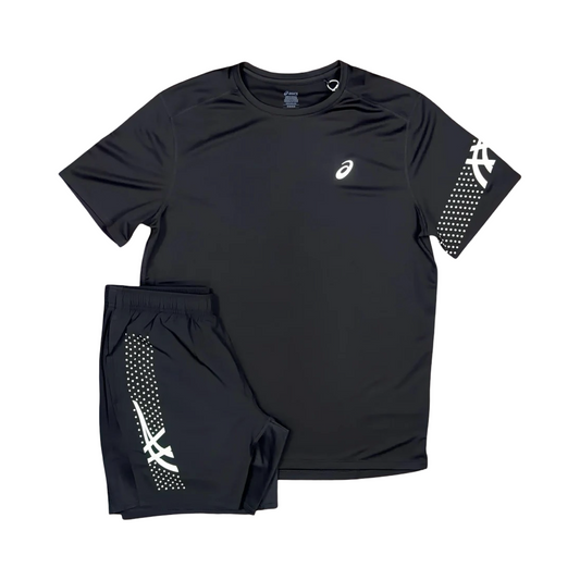 ASICS ICON T-SHIRT/SHORTS SET BLACK/WHITE