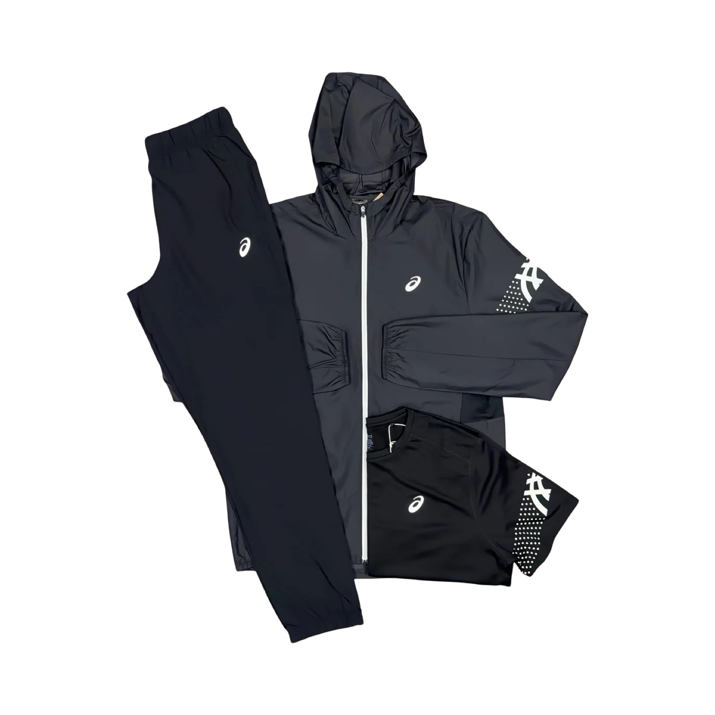 ASICS 3 PIECE ICON TRACKSUIT SET BLACK/WHITE