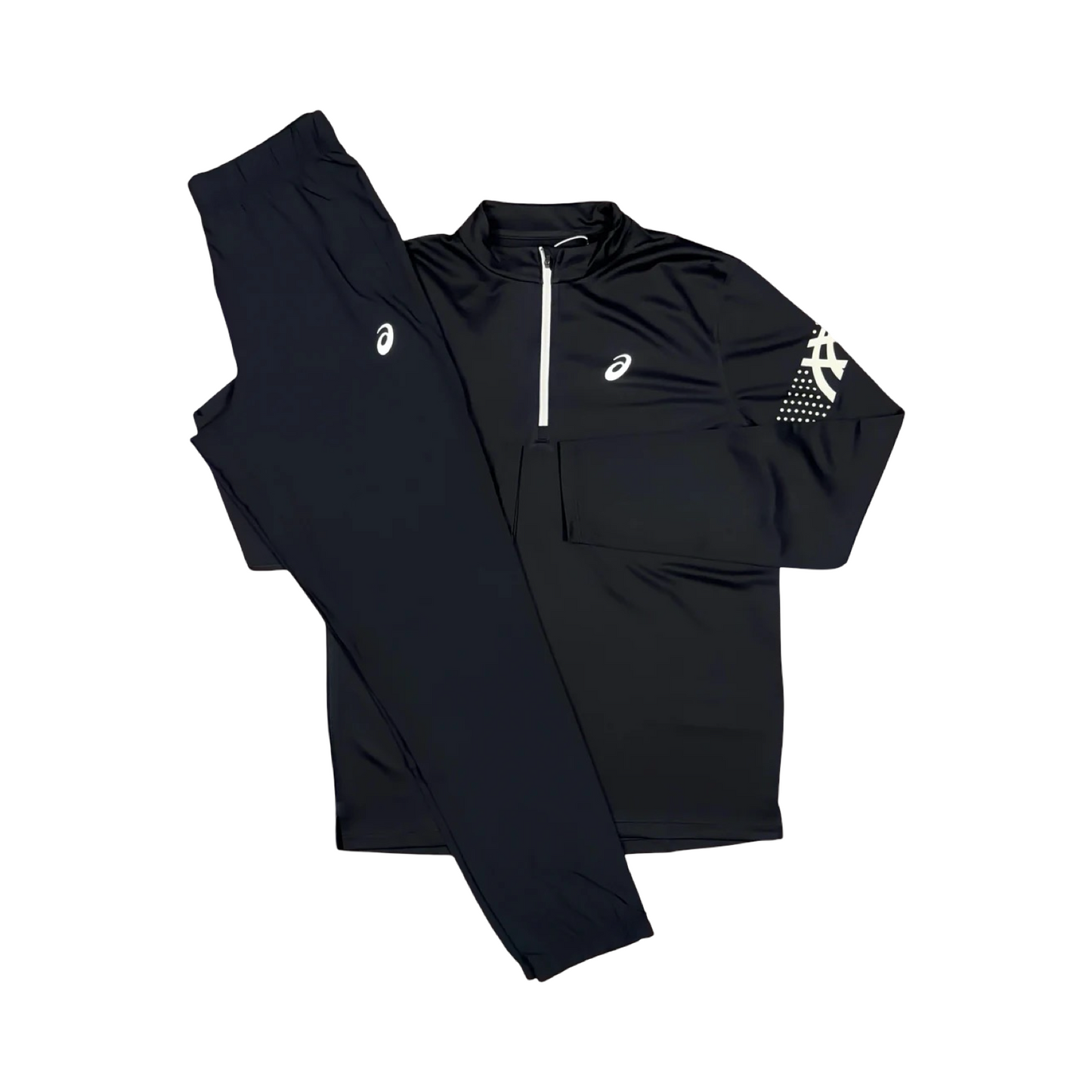 ASICS ICON HALF ZIP TRACKSUIT SET BLACK/BLACK