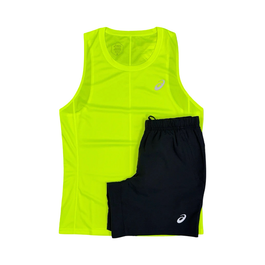 ASICS VEST T-SHIRT/SHORTS SET SAFETY YELLOW/BLACK