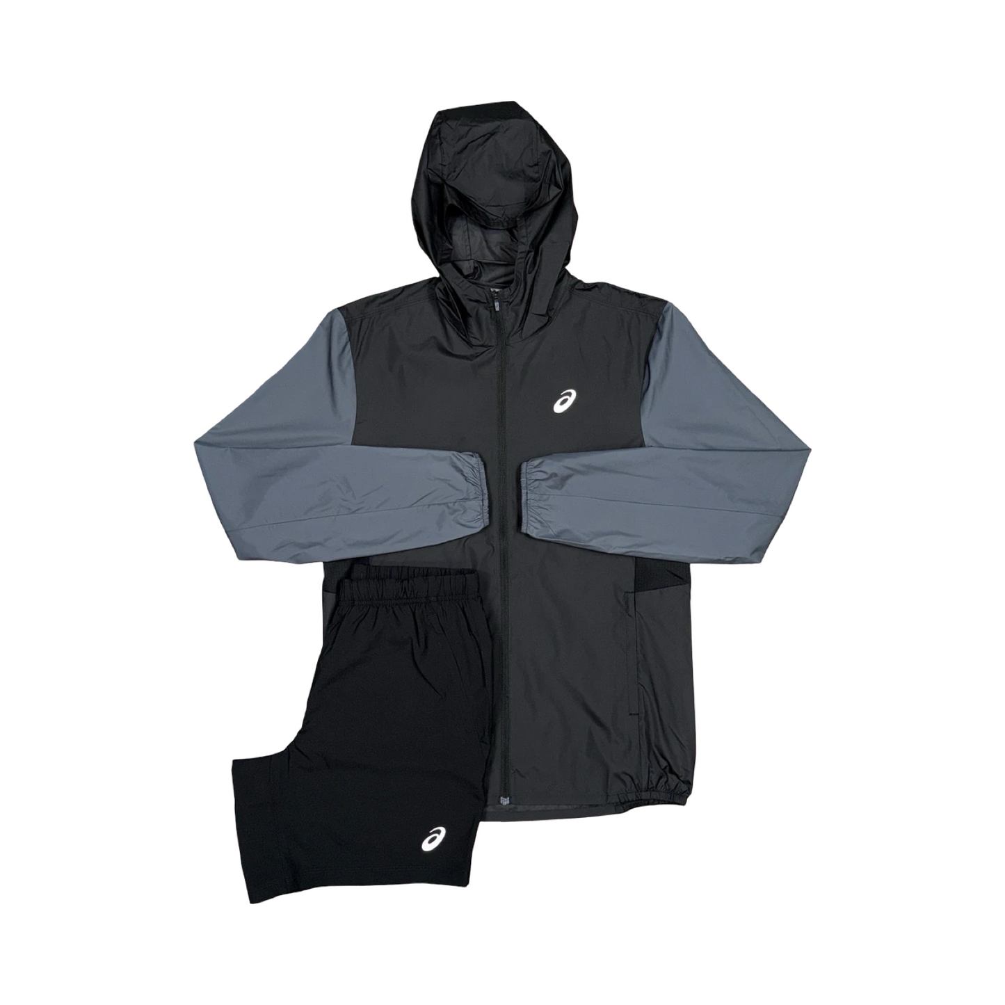 ASICS WINDRUNNER/SHORTS SET TWO TONE BLACK/CARRIER GREY