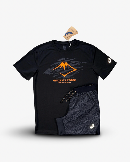 ASICS FUJITRAIL ALL OVER PRINT SHORTS SET 'BLACK'