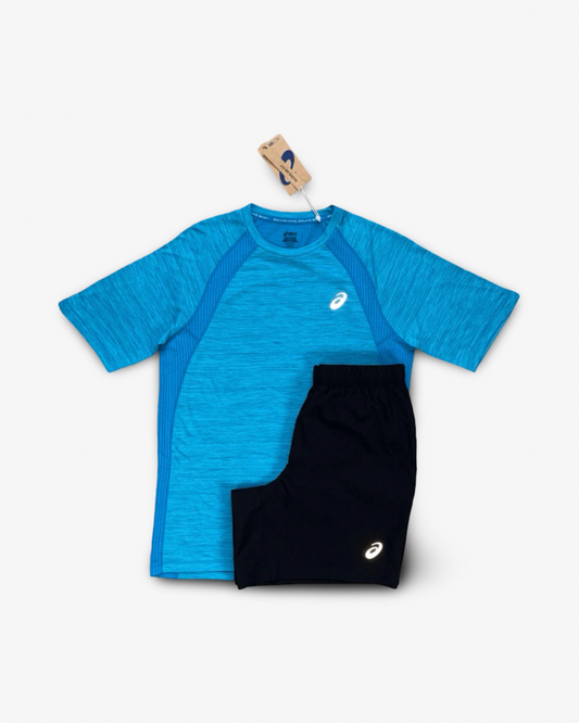 ASICS ROAD CORE SHORTS SET 'AEGAN BLUE/BLACK'