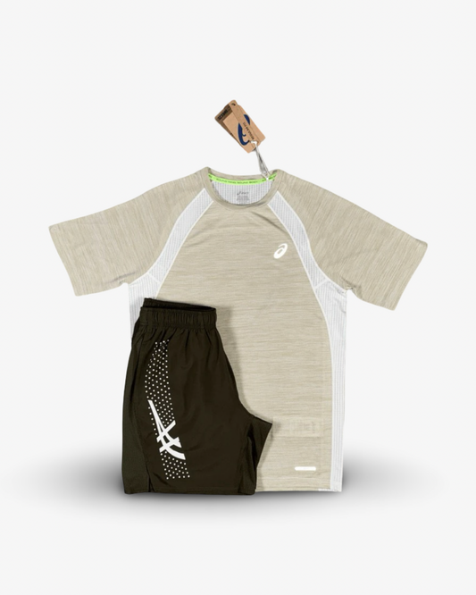 ASICS ROAD T-SHIRT SET 'CREAM/BROWNSTONE'