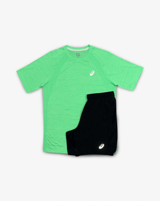 ASICS ROAD T-SHIRT SET 'VITAL GREEN/BLACK'