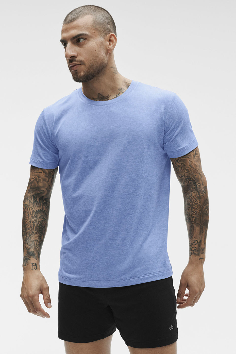 Alo Conquer Reform Crewneck Short Sleeve - Provence Blue Heather
