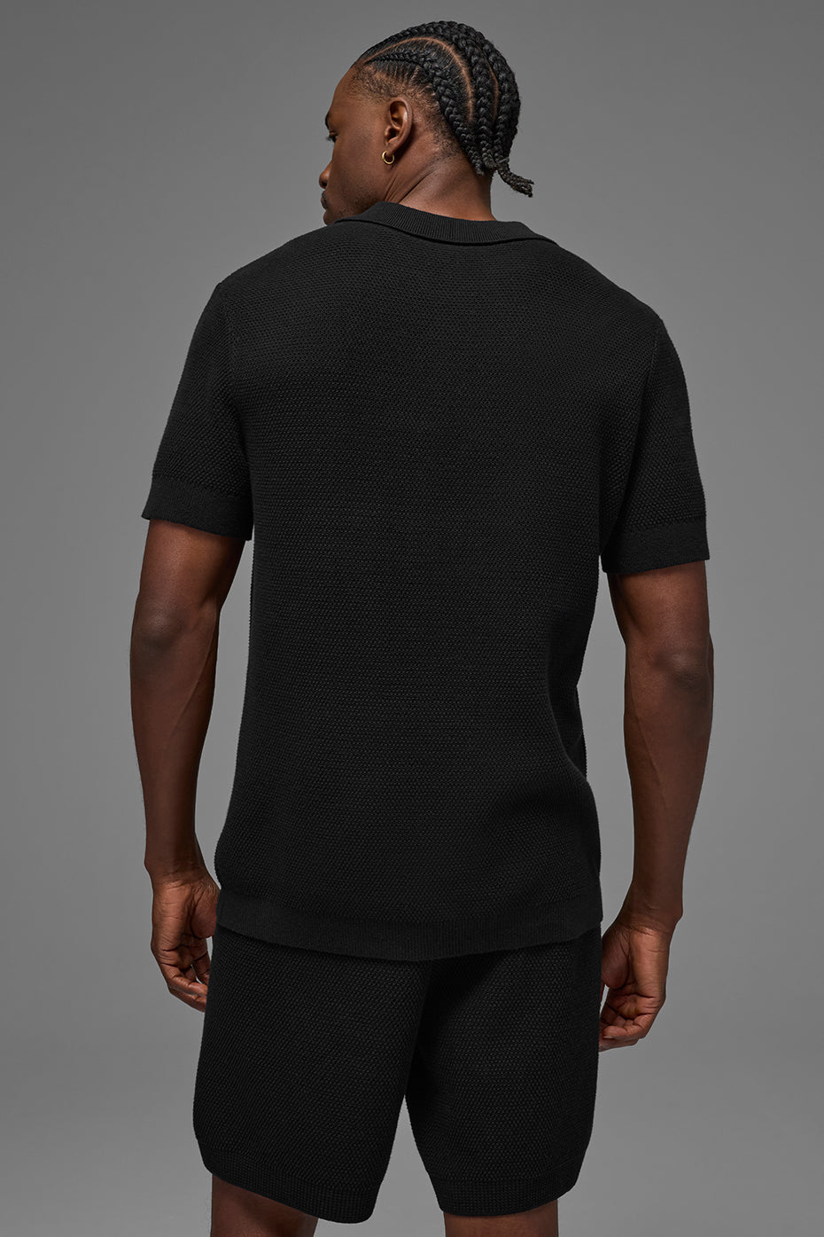 Alo Sports Club Sweater Knit Polo - Black