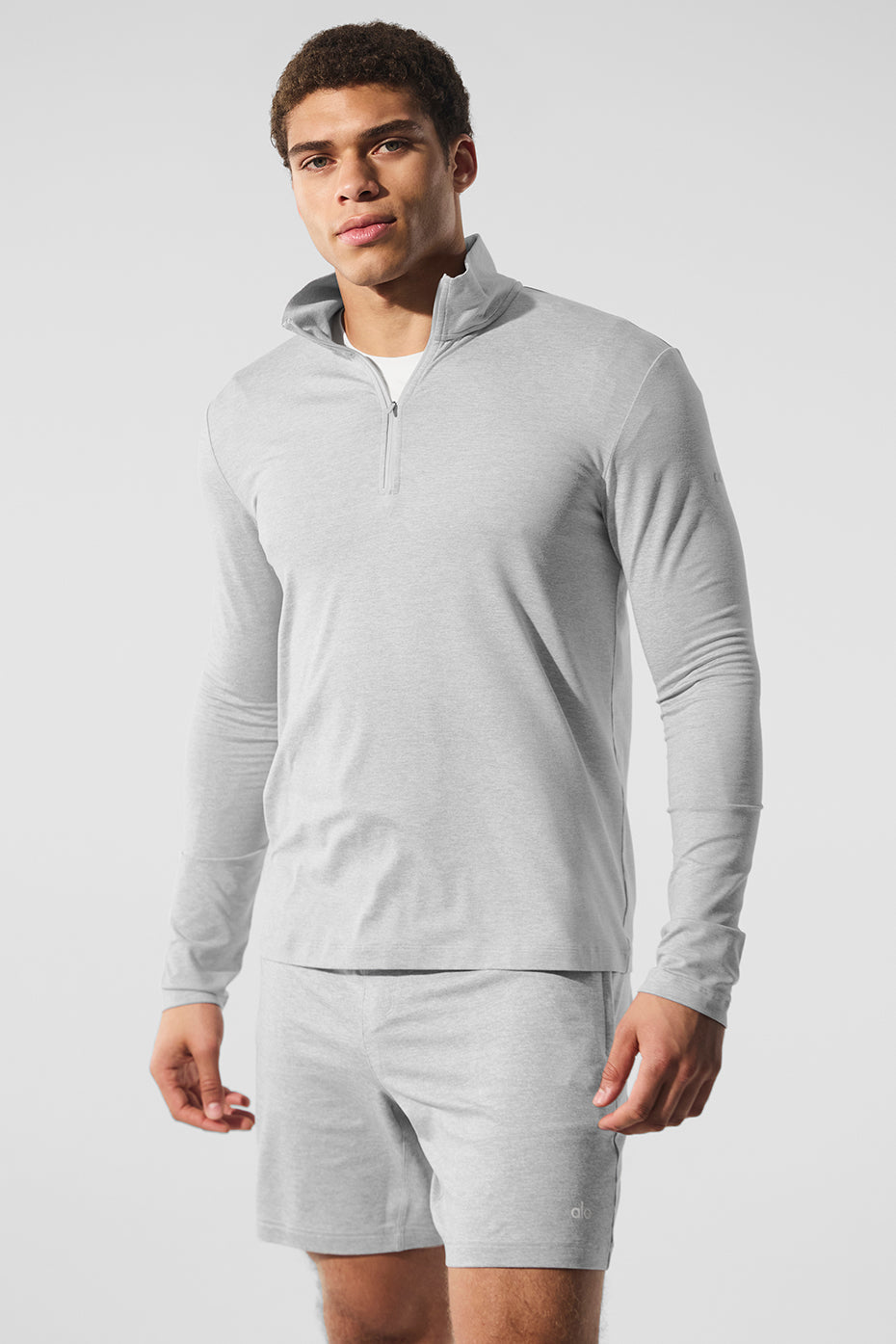 Alo Conquer 1/4 Zip Reform Long Sleeve - Athletic Heather Grey