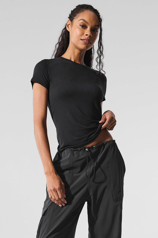 Alo All Day Short Sleeve - Black
