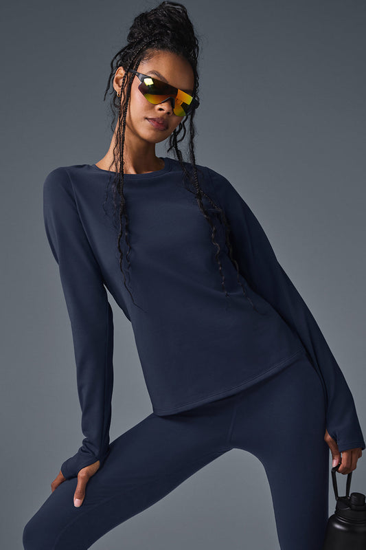 Alo Airbrush Winter Warm Nocturne Long Sleeve - Navy