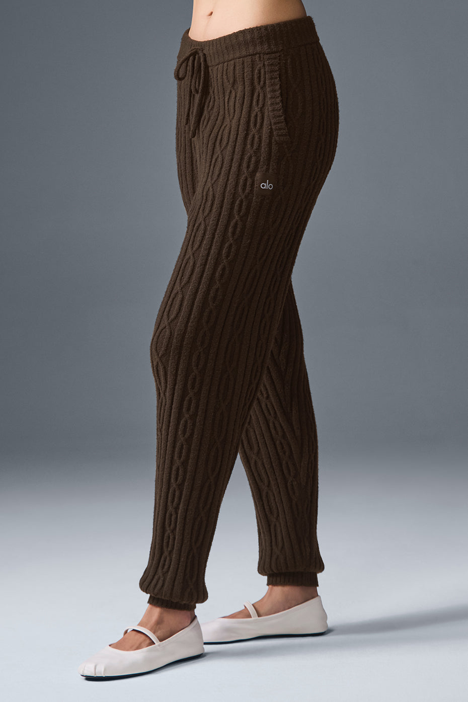 Alo Cable Knit Winter Bliss Pant - Espresso