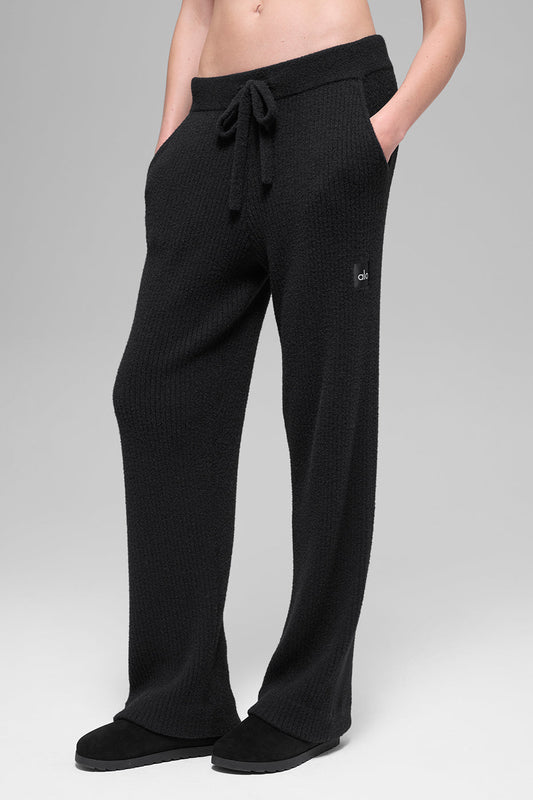 Alo Snuggle Up Sweater High-Waist Wide Leg Pant - Black