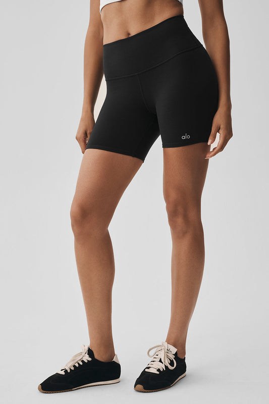 Alo 5" Airbrush High-Waist Biker Short - Black
