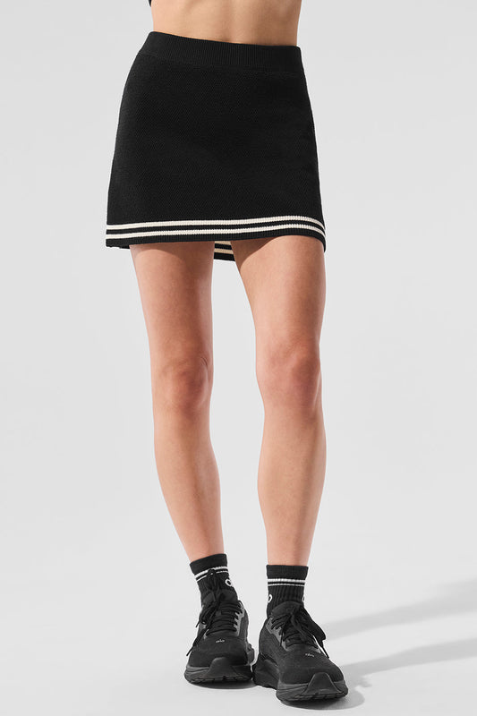 Alo Tennis Club Sweater Knit Skirt - Black/Ivory