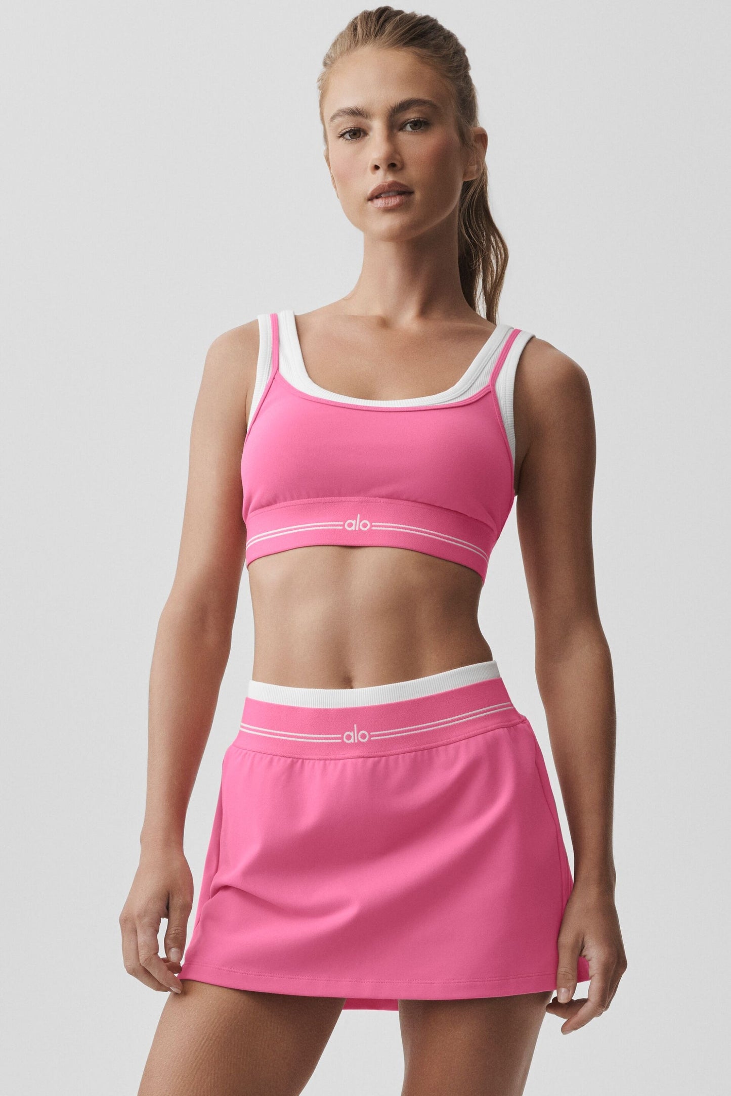 Alo Airbrush Better Together Bra - Paradise Pink/White